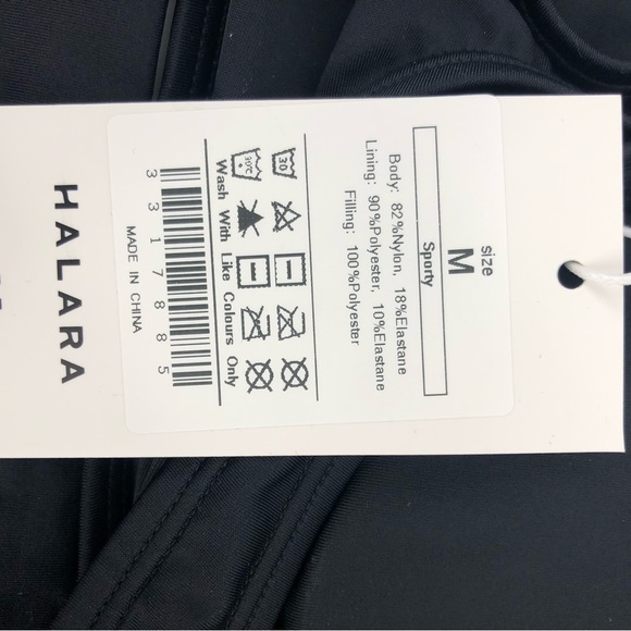 NWT Halara Black Sporty Bikini Swimsuit Crossover High Waisted Bottoms Medium - Picture 5 of 5